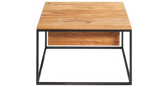 COUCHTISCH Eiche massiv quadratisch Schwarz, Eichefarben 70/70/41,5 cm  - Eichefarben/Schwarz, Design, Holz/Metall (70/70/41,5cm) - Novel