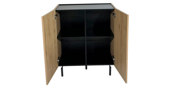 HIGHBOARD LINO in 80/95/40 cm - Eichefarben/Schwarz, Design, Holzwerkstoff/Metall (80/95/40cm) - Xora