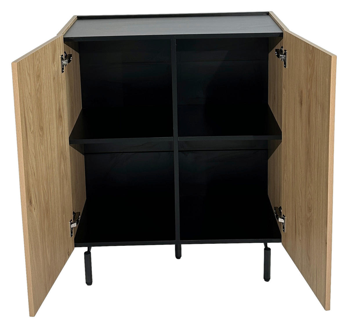 HIGHBOARD LINO  in 80/95/40 cm  - Eichefarben/Schwarz, Design, Holzwerkstoff/Metall (80/95/40cm) - Xora
