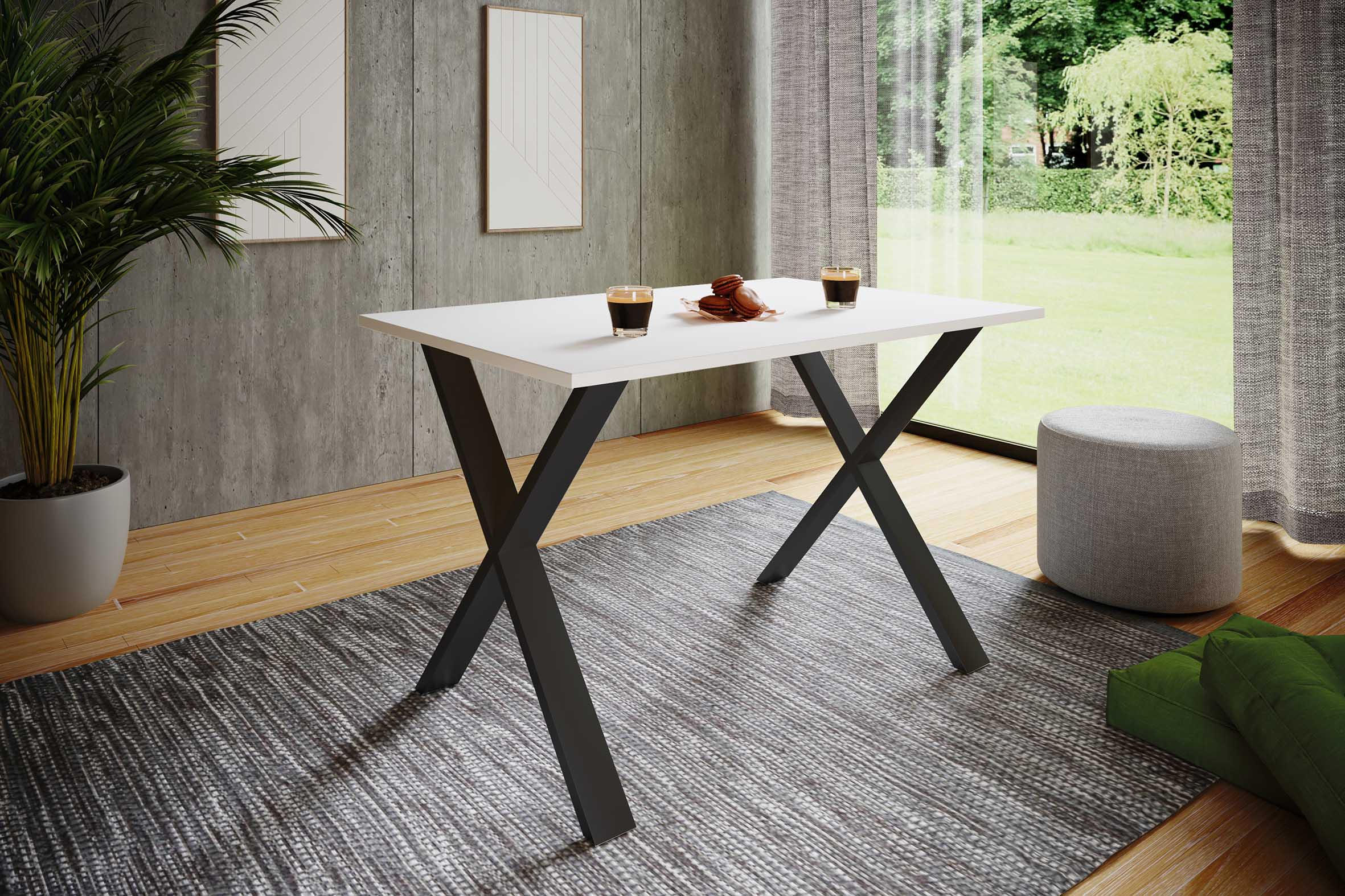 ESSTISCH rechteckig Weiß  - Schwarz/Weiß, Basics, Holzwerkstoff (110/50/76cm) - MID.YOU