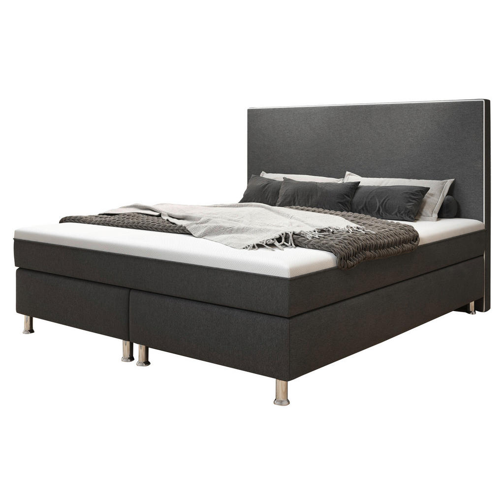 Thumbnail - Mid.you Boxspringbett, Anthrazit, Textil, H3, 7-Zonen, Höhe ca. 19 cm, 180x200 cm, Oeko-Tex® Standard 100, Matratze, gep...