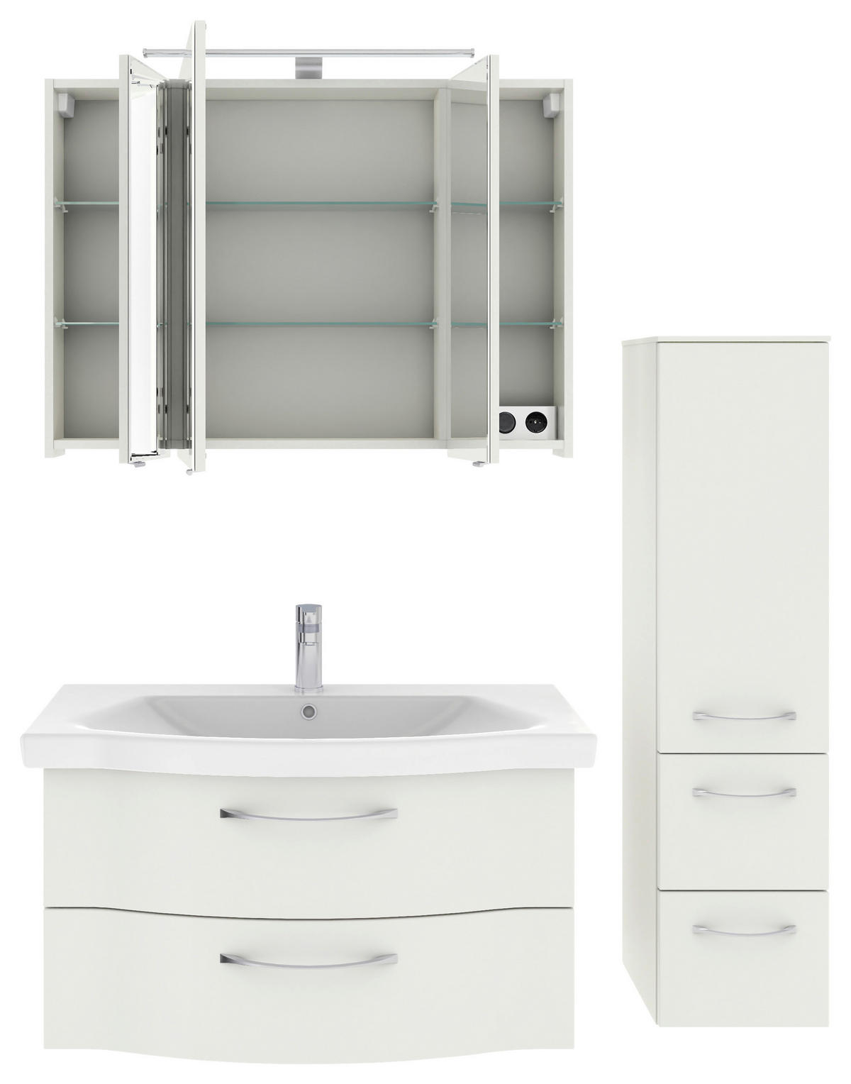 BADEZIMMER 4-teilig  in 128 cm  - Chromfarben/Weiß Hochglanz, KONVENTIONELL, Glas/Keramik (128cm) - Pelipal