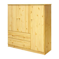 KOMMODE , 132/136/43 cm, 2 Schublade(n)  - Naturfarben, Basics, Holz (132/136/43cm) - Livetastic