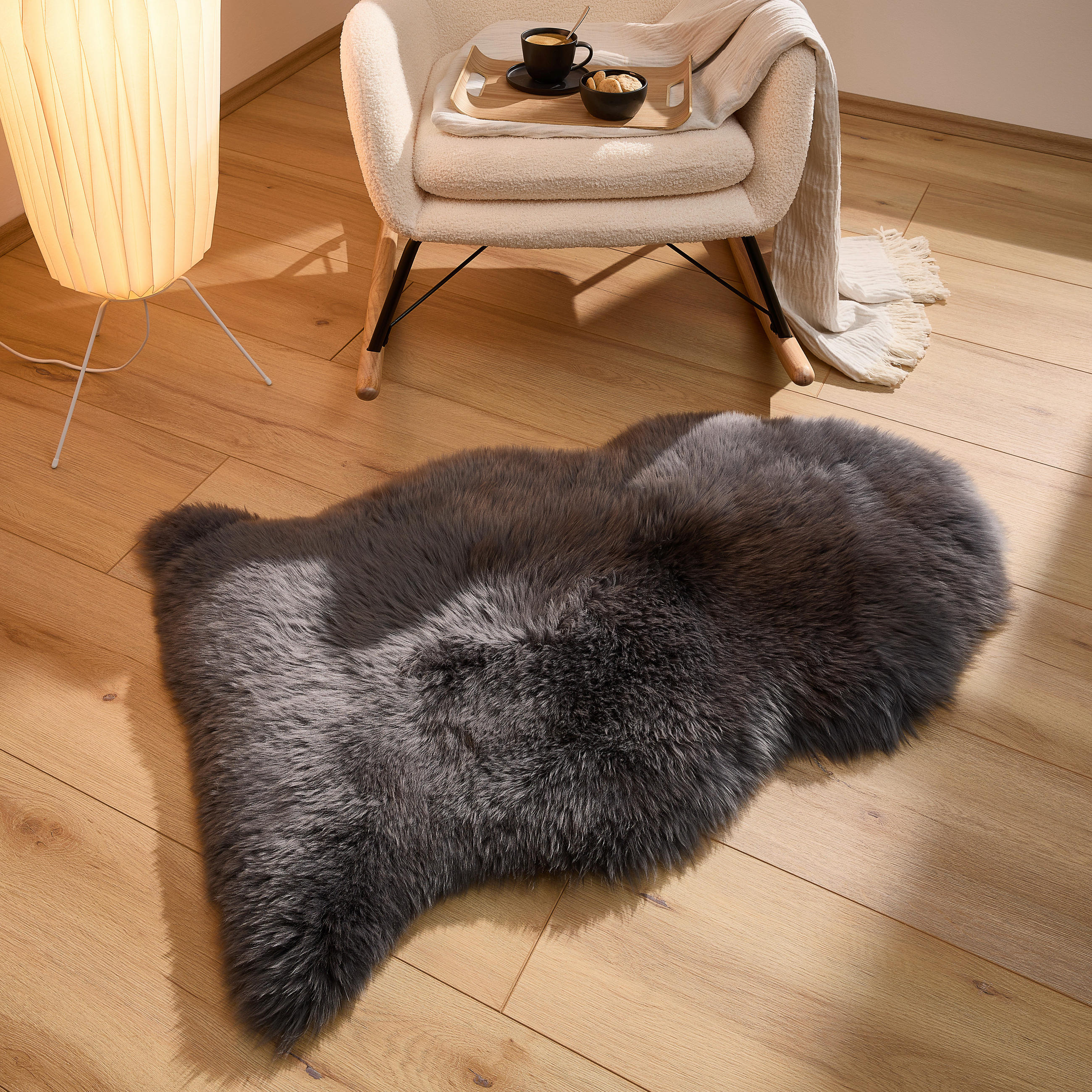 SCHAFFELL 60/90 cm  - Dunkelgrau, Trend, Fell (60/90cm) - Linea Natura