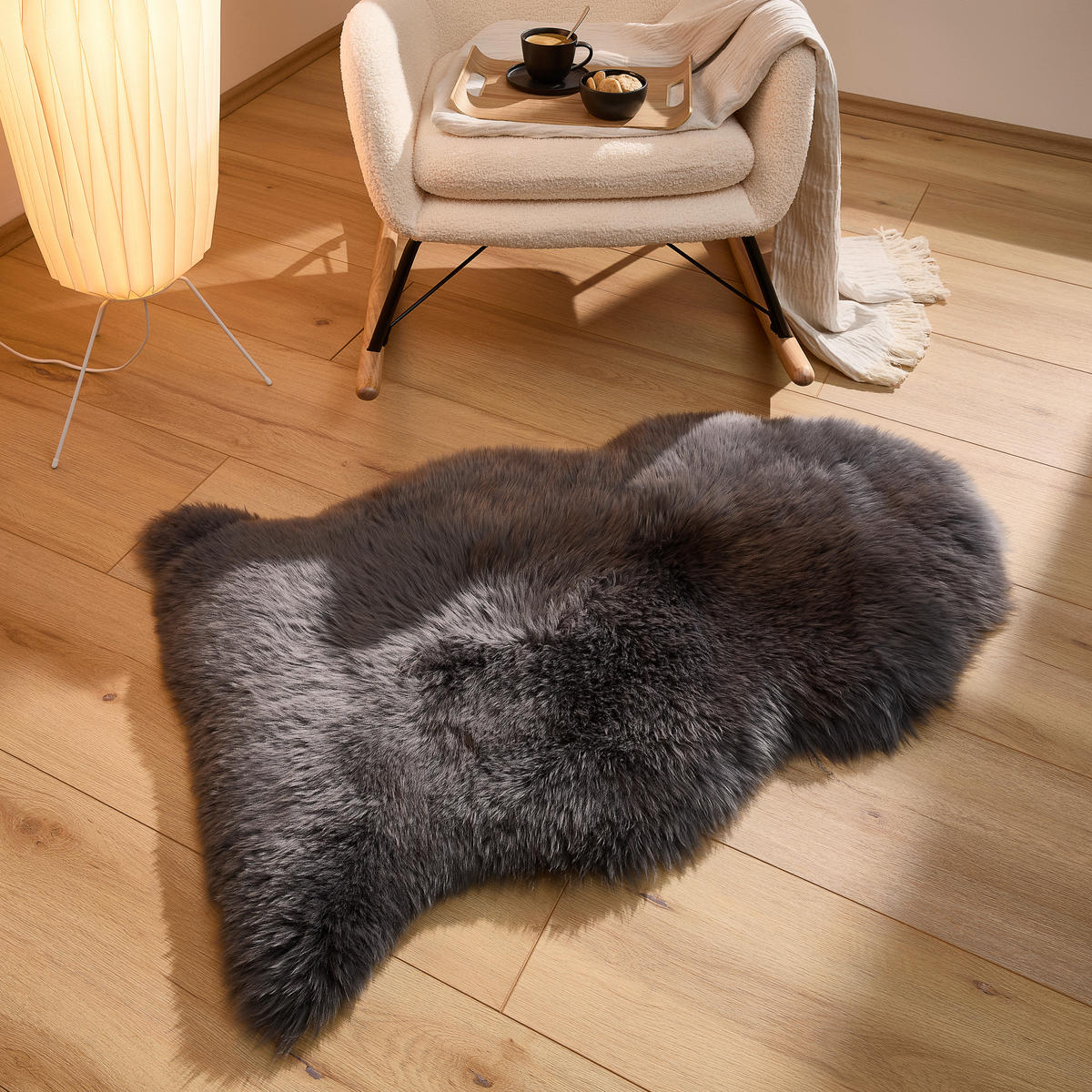 SCHAFFELL 60/90 cm  - Dunkelgrau, Trend, Fell (60/90cm) - Linea Natura