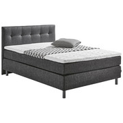 BOXSPRINGBETT Flachgewebe INKL. Matratze, Topper - Dunkelgrau/Schwarz, Design, Textil/Metall (140/100/206cm) - CARRYHOME