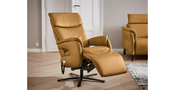RELAXSESSEL in Leder Currygelb - Currygelb/Schwarz, Design, Leder/Metall (70/117/85cm) - Dieter Knoll
