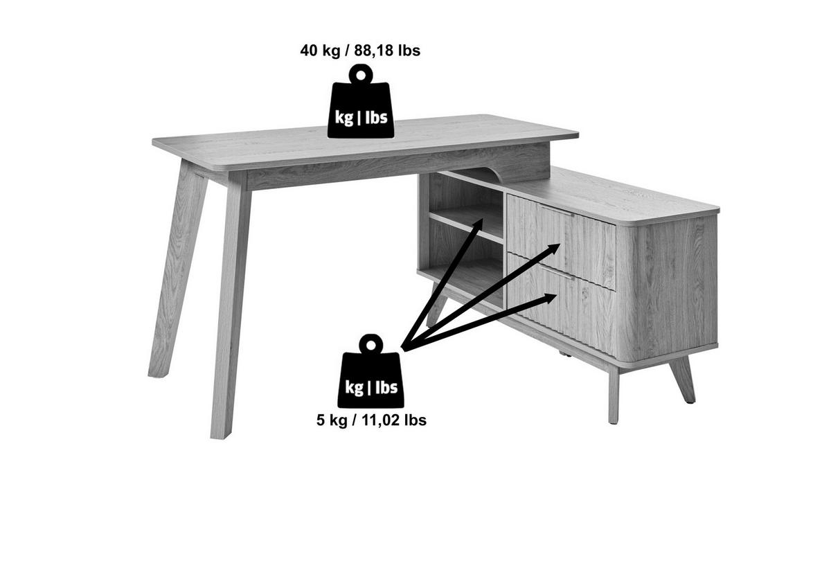 ECKSCHREIBTISCH 148/120/76,20 cm Walnussfarben Kabeldurchlass, Stauraum, seitenverkehrt montierbar  - Silberfarben/Walnussfarben, MODERN, Holzwerkstoff/Metall (148/120/76,20cm) - MID.YOU