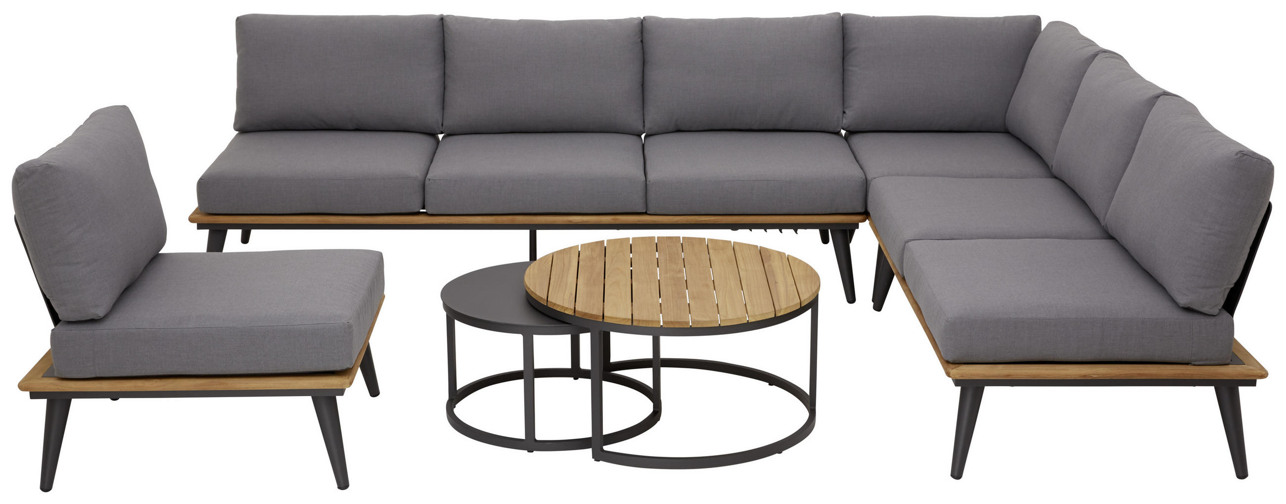 LOUNGESESSEL Anthrazit, Teakfarben Teakholz massiv Aluminium - Anthrazit/Grau, Basics, Holz/Textil (76/80/81cm)
