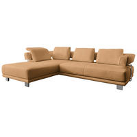 ECKSOFA Currygelb Echtleder  - Chromfarben/Currygelb, Natur, Leder/Metall (214/297cm) - Valdera