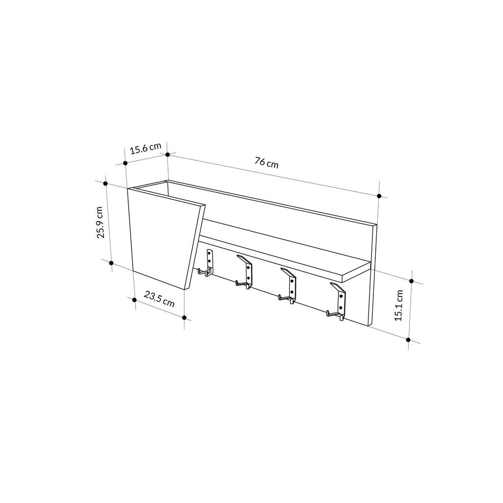 Thumbnail - Livetastic Wandgarderobe, Weiß, Mokka, Metall, Holzwerkstoff, 74x26x15.7 cm, Hutablage, Kleiderstange, Garderobe, Garder...