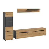 SZEKRÉNYSOR Artisan tölgy  - fekete/Artisan tölgy, Design, műanyag/faalapú anyag (221/141/33cm) - Livetastic