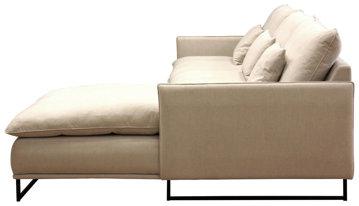 SOFFA i beige  - beige/svart, Modern, metall/trä (312/98/193cm) - Novel
