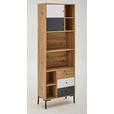 BEISTELLREGAL Grau, Weiß, Eichefarben  - Eichefarben/Schwarz, Design, Holzwerkstoff/Metall (60/180/30cm) - Carryhome