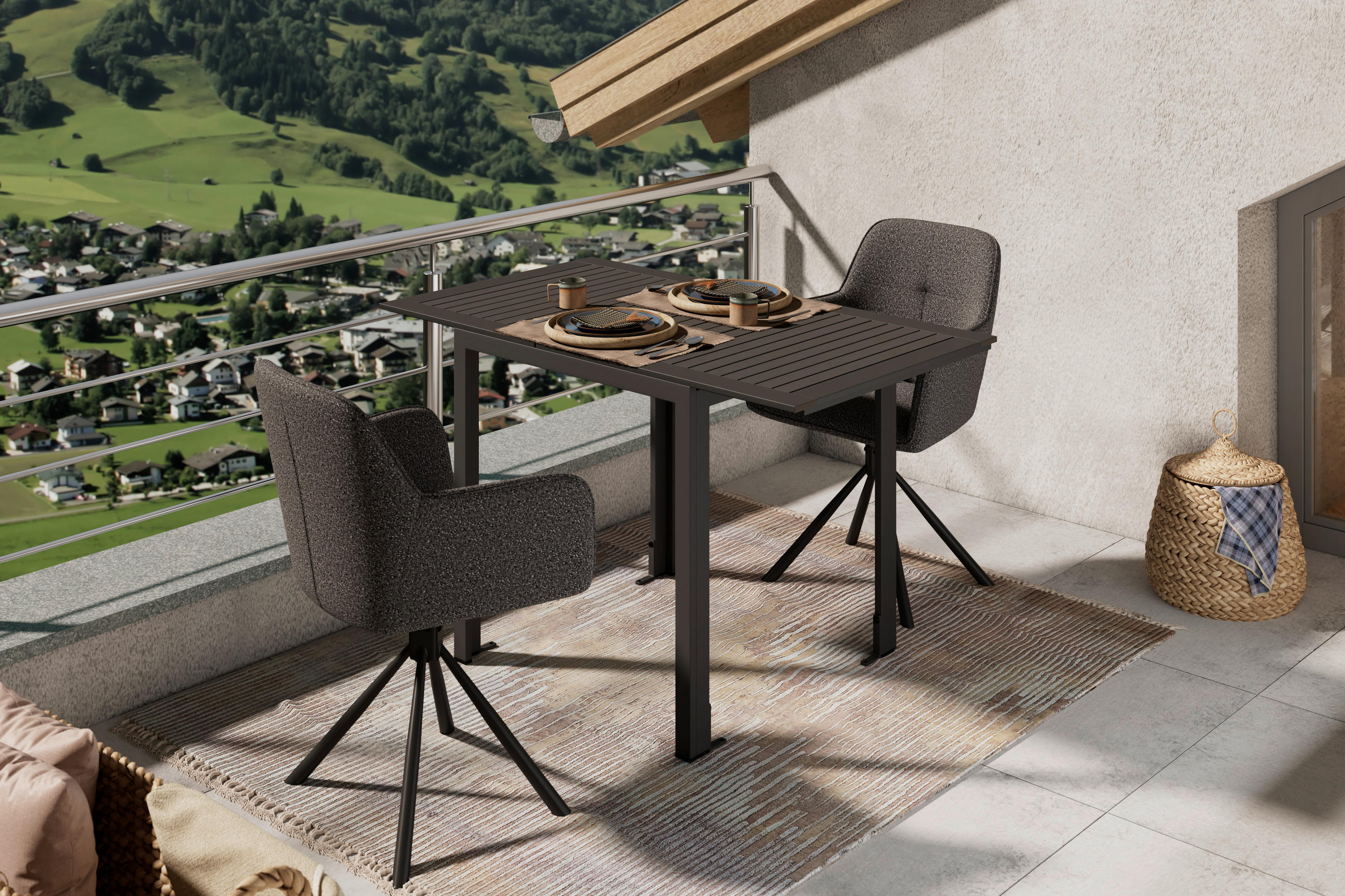 GARTENTISCH  - Dunkelgrau, MODERN, Kunststoff/Metall (123/70/75/70cm) - Ambia Garden