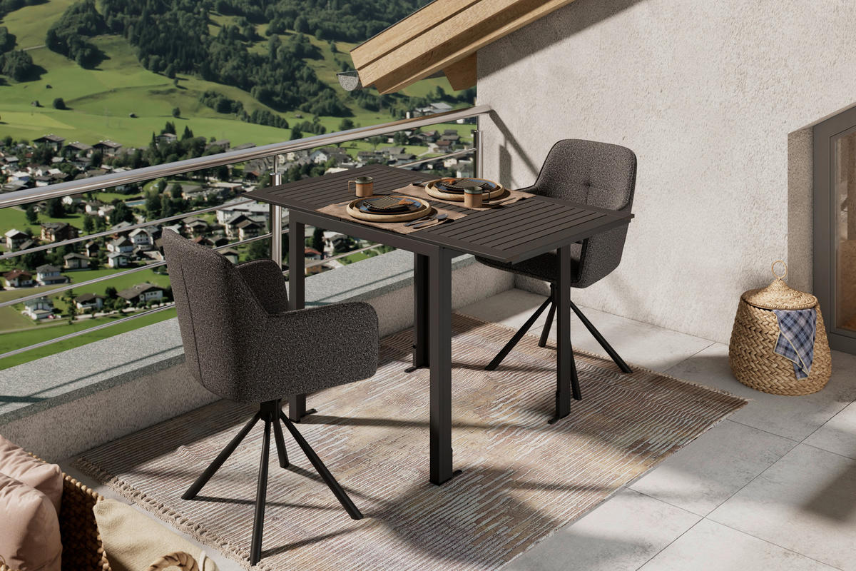 GARTENTISCH  - Dunkelgrau, MODERN, Kunststoff/Metall (123/70/75/70cm) - Ambia Garden