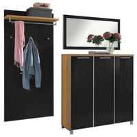 GARDEROBE 3-teilig  in 215/195/37 cm  - Eichefarben/Anthrazit, Design, Glas/Holz (215/195/37cm)