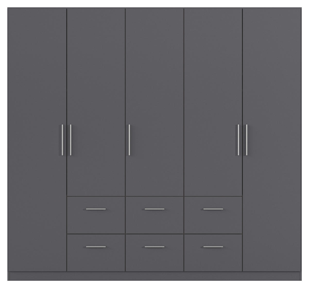 DREHTÜRENSCHRANK 226/210/54 cm,  in Grau, 5-türig  - Alufarben/Grau, KONVENTIONELL, Holzwerkstoff/Kunststoff (226/210/54cm) - home24