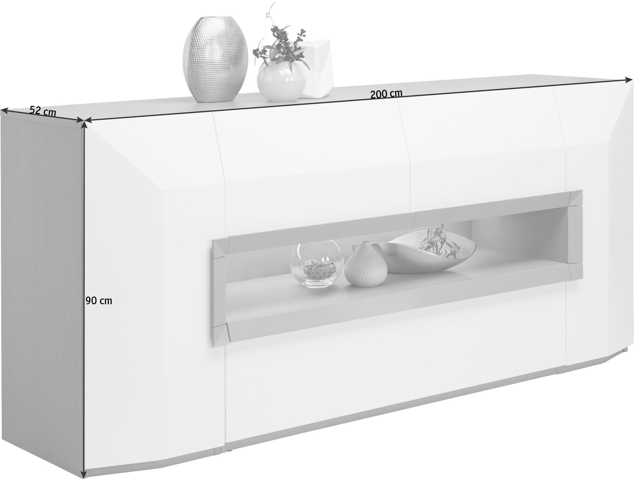 KOMODA 200/90/52 cm bijela, boje oraha - bijela/boje oraha, Design, drvni materijal/drvo (200/90/52cm) - Ambiente