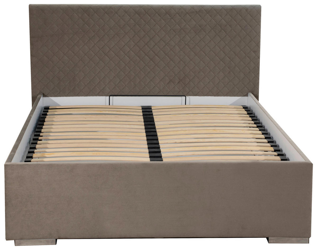 POLSTERBETT 160/200 cm  in Beige  - Chromfarben/Beige, Modern, Holz/Textil (160/200cm) - MID.YOU