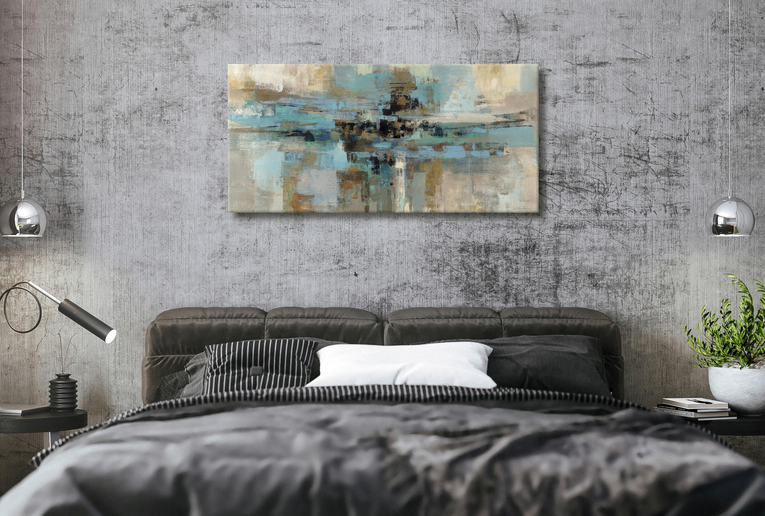 KEILRAHMENBILD Abstraktes 115/55 cm  - Multicolor, Basics, Holz/Papier (115/55cm)