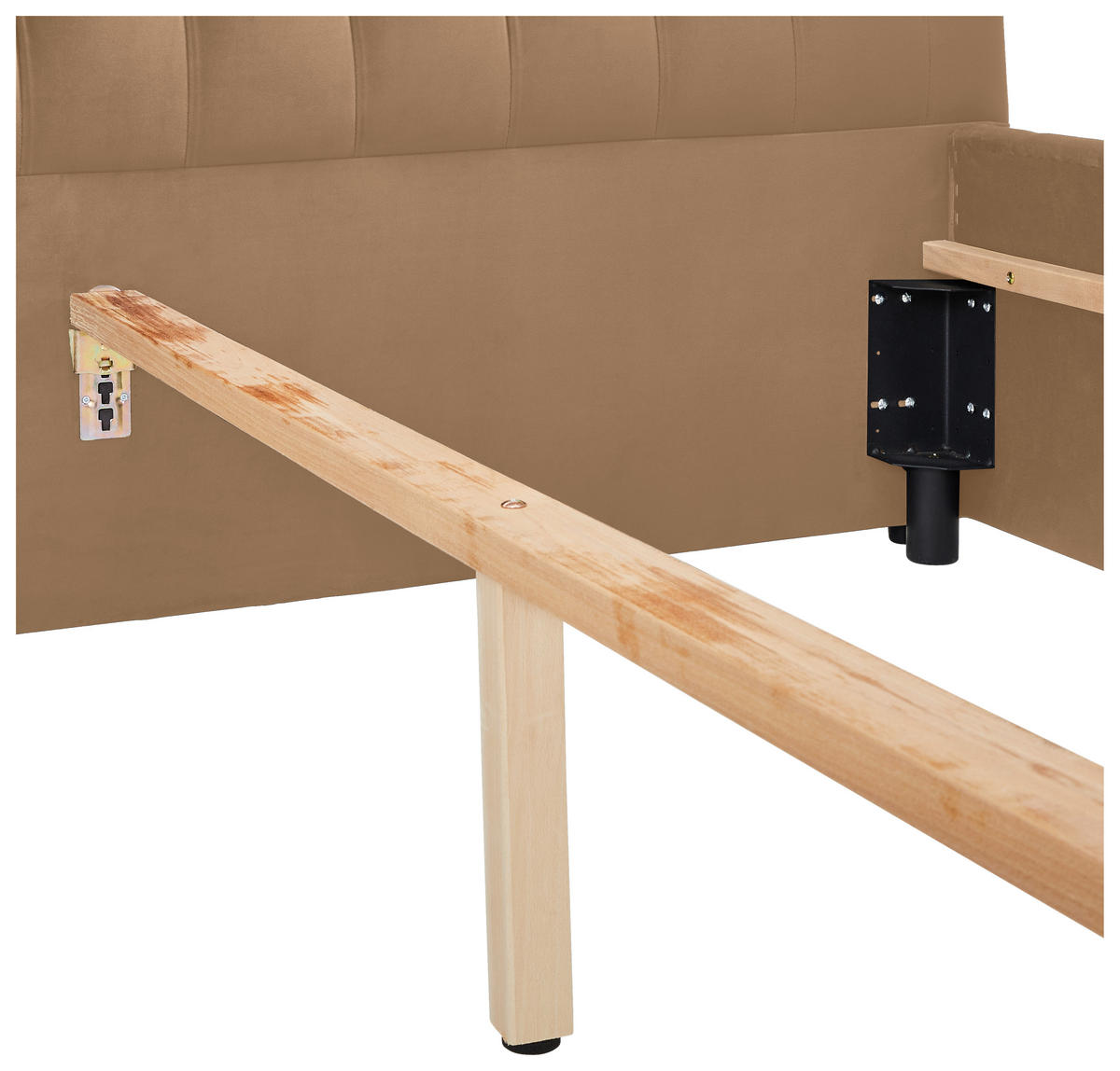 POLSTERBETT 140/200 cm,  in Hellbraun, gepolstertes Kopfteil,  - Hellbraun/Schwarz, KONVENTIONELL, Kunststoff/Textil (140/200cm) - home24