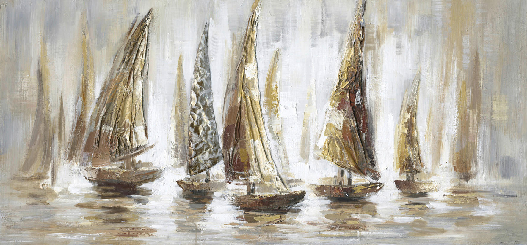 ÖLGEMÄLDE Strand & Meer 150/70 cm  - Beige/Braun, Basics, Holz/Textil (150/70cm) - Monee