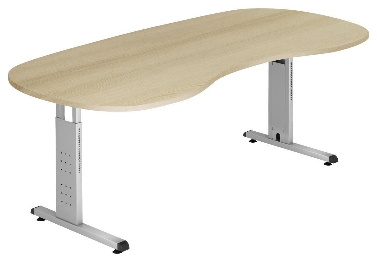 SCHREIBTISCH 200/100/65-85 cm  in Eichefarben  - Eichefarben/Silberfarben, KONVENTIONELL, Holzwerkstoff/Metall (200/100/65-85cm) - Venda