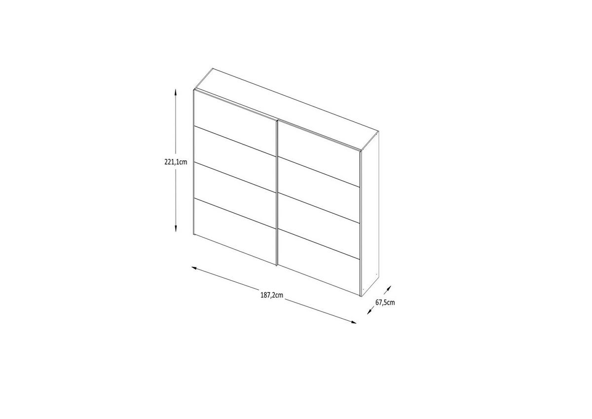 SCHWEBETÜRENSCHRANK 188/222/68 cm 2-türig Eiche Artisan, Elfenbein  - Elfenbein/Schwarz, Design, Glas/Holzwerkstoff (188/222/68cm) - Dieter Knoll