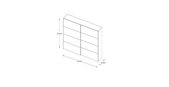 SCHWEBETÜRENSCHRANK 188/222/68 cm 2-türig Eiche Artisan, Elfenbein  - Elfenbein/Schwarz, Design, Glas/Holzwerkstoff (188/222/68cm) - Dieter Knoll