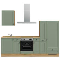 KÜCHENLEERBLOCK 270 cm   in Grün, Eichefarben  - Eichefarben/Schwarz, MODERN, Holzwerkstoff/Metall (270cm) - Nobilia