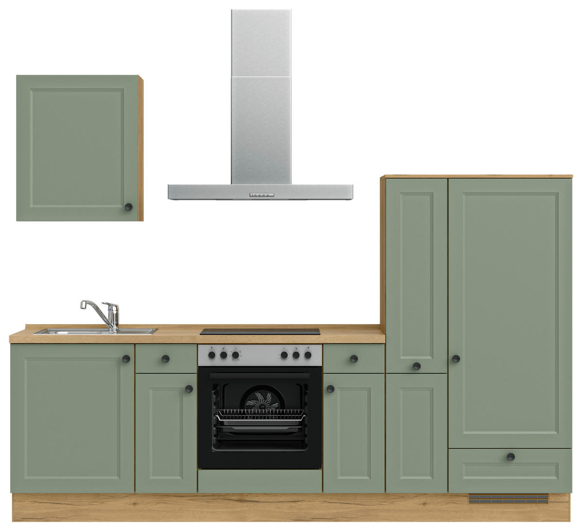KÜCHENLEERBLOCK 270 cm   in Grün, Eichefarben  - Eichefarben/Schwarz, MODERN, Holzwerkstoff/Metall (270cm) - Nobilia