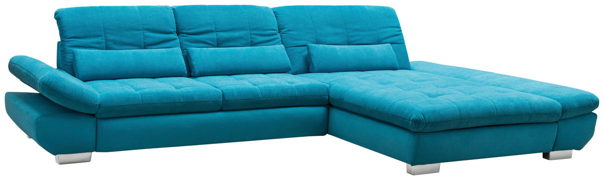 ECKSOFA Türkis Mikrofaser  - Türkis/Schwarz, Design, Textil/Metall (204/341cm) - Xora