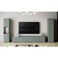 SZEKRÉNYSOR zsályazöld  - zsályazöld/szürke, Design, faalapú anyag/üveg (240/130/31cm) - P & B