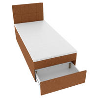 BOXBETT 90/200 cm,  in Rostfarben, Matratze, Topper, Bettschublade, H3 = fest  - Rostfarben/Schwarz, KONVENTIONELL, Kunststoff/Textil (90/200cm) - Boxxx