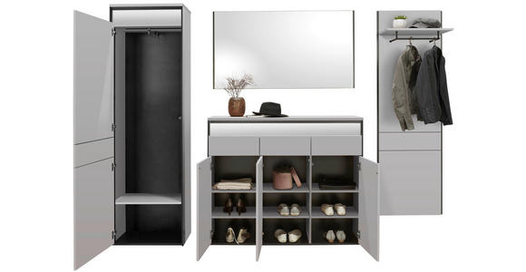 GARDEROBE 4-teilig  in 373/200/38 cm  - Beige/Schwarz, KONVENTIONELL, Holzwerkstoff (373/200/38cm) - Voleo