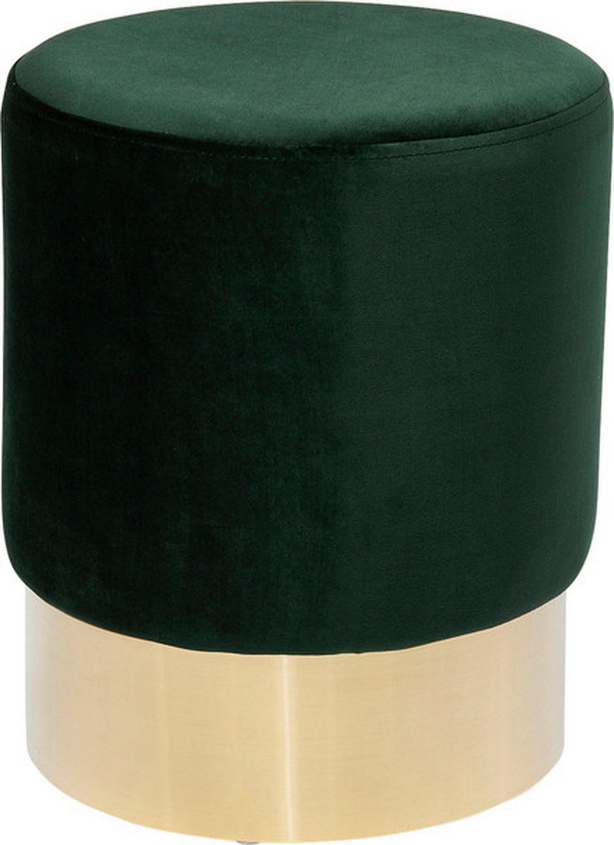 HOCKER Samt Dunkelgrün  - Dunkelgrün/Messingfarben, Trend, Textil/Metall (35/42/35cm) - Kare-Design