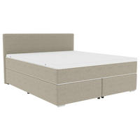 BOXSPRINGBETT 180/200 cm,  in Beige, Topper, Matratzen, H3 = fest  - Chromfarben/Beige, KONVENTIONELL, Kunststoff/Textil (180/200cm) - Boxxx