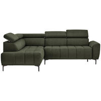 ECKSOFA in Velours Grün  191/261 cm  - Schwarz/Grün, Design, Textil/Metall (191/261cm) - Stylife