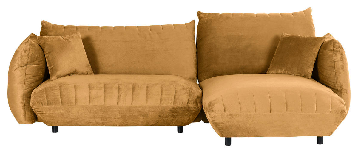 HÖRNSOFFA i plysch orange  - orange/svart, Klassisk, textil/plast (270/170cm) - MID.YOU