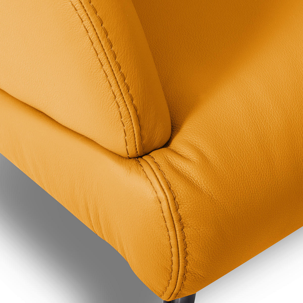 SESSEL in Echtleder Currygelb  - Currygelb/Schwarz, Design, Leder/Metall (67/87/74cm) - Livetastic