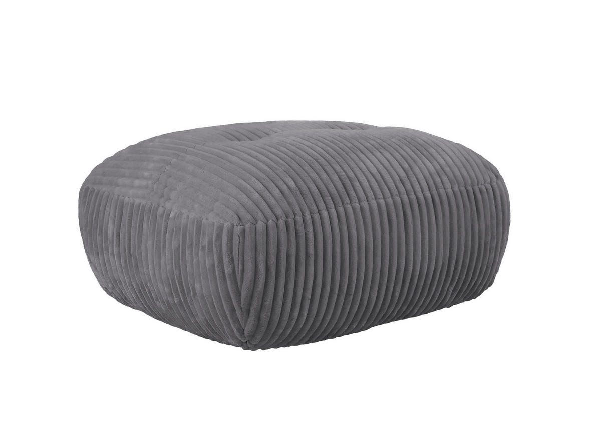 HOCKER BE FLUFFY Cord Grau  - Schwarz/Grau, MODERN, Kunststoff/Textil (92/46/74cm) - Trendmanufaktur