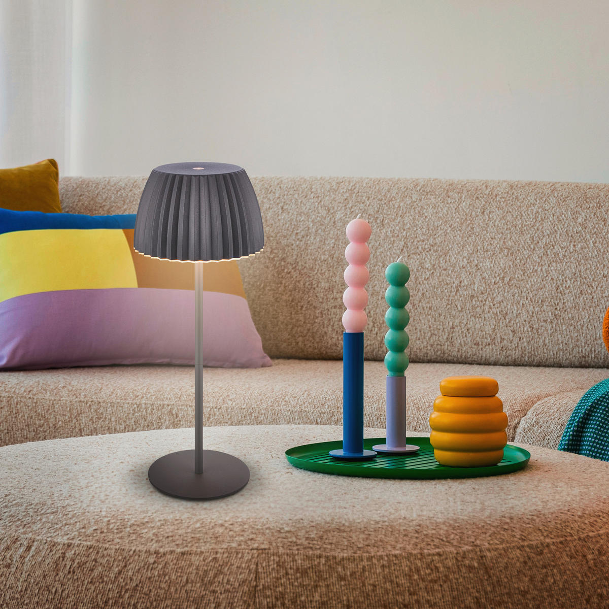 AKKU-TISCHLEUCHTE 14,5/36,5 cm  - Schwarz, Basics, Kunststoff/Metall (14,5/36,5cm)