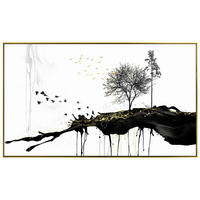 KUNSTDRUCK Bäume  - Goldfarben/Schwarz, Design, Holz/Kunststoff (120/70cm) - Monee