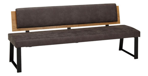 SITZBANK 200/85/60 cm  in Grau, Eichefarben  - Eichefarben/Schwarz, MODERN, Holz/Textil (200/85/60cm) - Venda