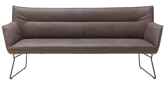 SITZBANK in Metall, Textil, Leder Braun, Schwarz, Dunkelbraun - Dunkelbraun/Schwarz, Design, Leder/Textil (208/95/68cm) - Ambiente