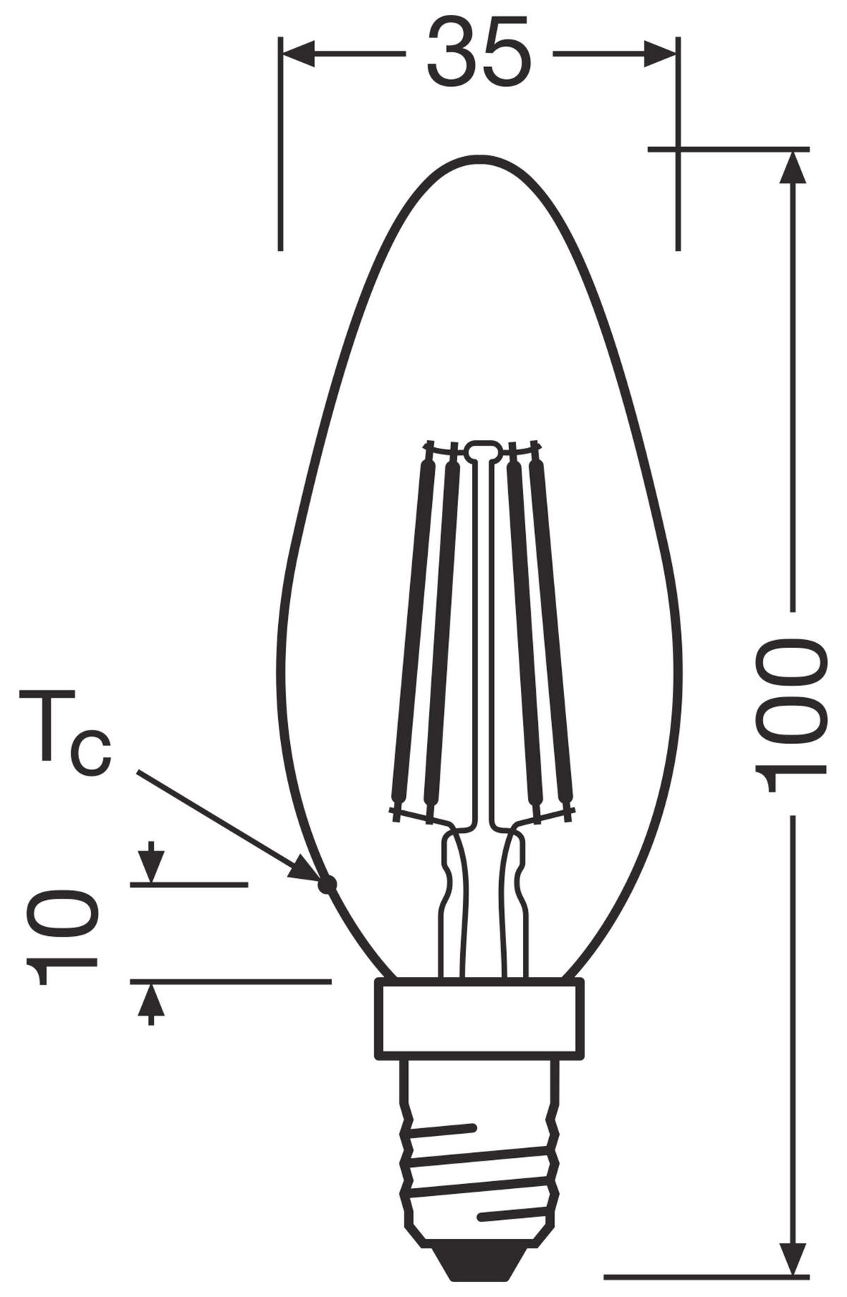 LED-FILAMENT-LEUCHTMITTEL   E14 40 W 470 lm  - Klar, Basics, Glas (3,5/10cm) - Osram