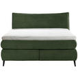 BOXSPRINGBETT 160/200 cm,  in Grün, gepolstertes Kopfteil, Topper, Matratzen, H3 + H4 = fest + sehr fest  - Schwarz/Grün, Trend, Holz/Textil (160/200cm) - Esposa