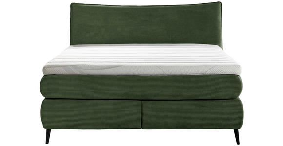 BOXSPRINGBETT 160/200 cm,  in Grün, gepolstertes Kopfteil, Topper, Matratzen, H3 + H4 = fest + sehr fest  - Schwarz/Grün, Trend, Holz/Textil (160/200cm) - Esposa