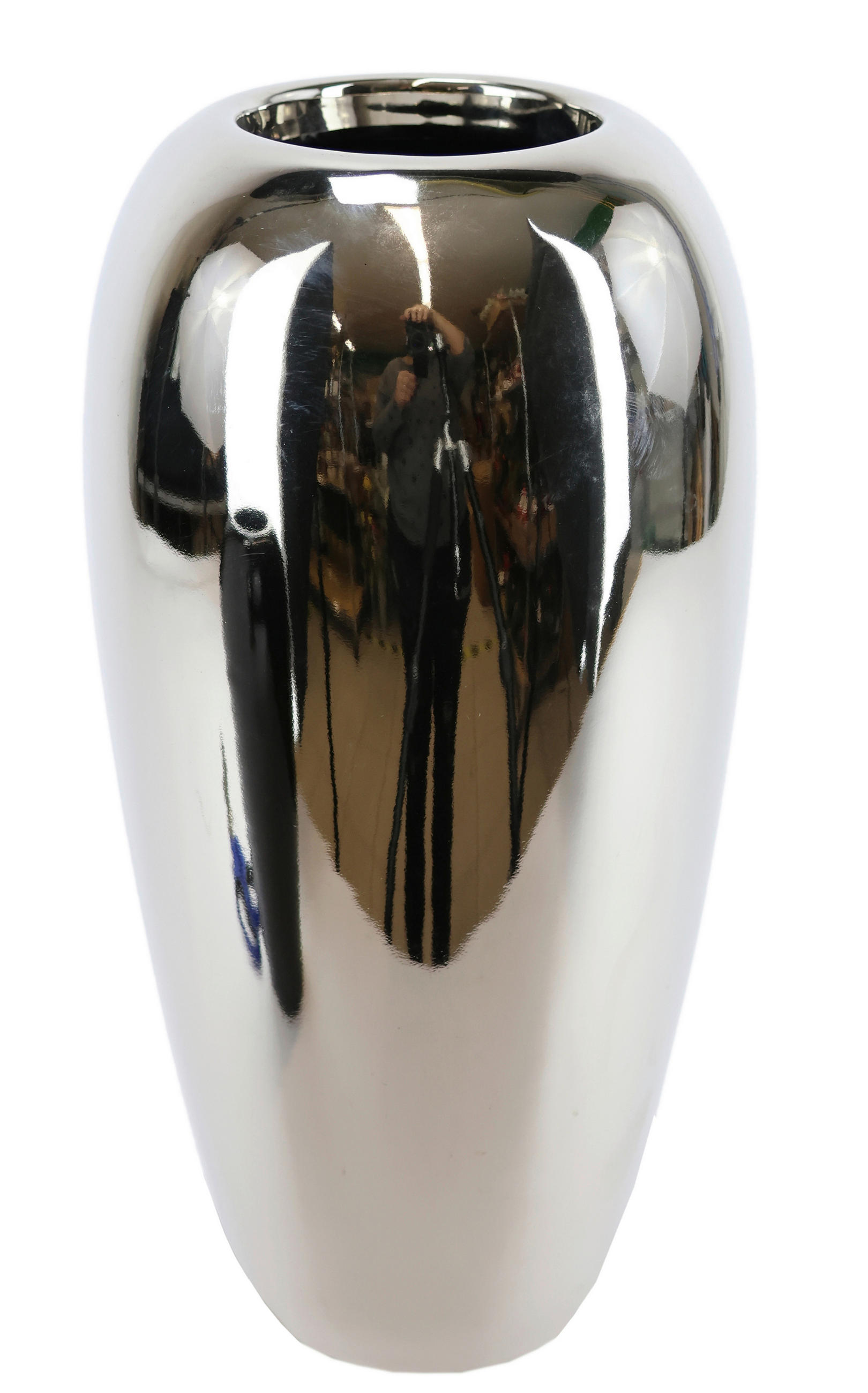 VASE  - Silberfarben, Basics, Keramik (15/28cm)